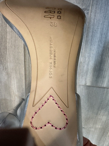 Sophia Webster Womens Leather High Heel Sandals Silver Sz 39 US 8.5 Brazil - Picture 8 of 8