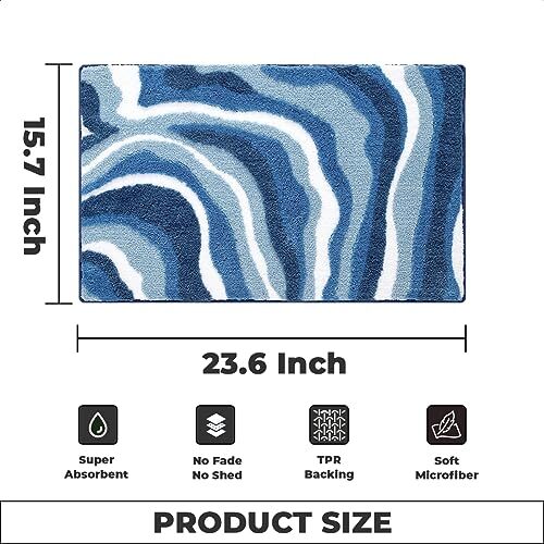 Bathroom Mat Super Absorbent Fluffy Microfiber Bath Rug Non Slip and Machine ... - Picture 2 of 7