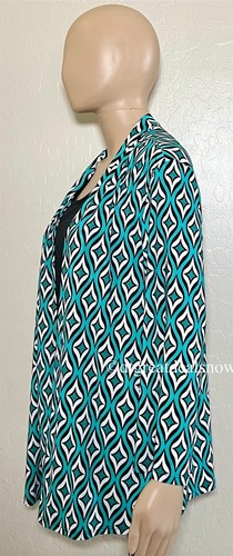Cocomo Women Open Blouse Tank Attached 3/4 Sleeve Blouse Size XL Teal Black - Bild 2 von 8