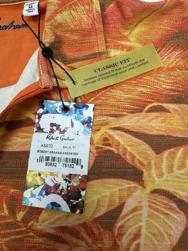 NUEVO CON ETIQUETAS Robert Graham PARADISE GARAGE S/S Camisa Polo Cremallera Naranja Mediana $138 - Imagen 5 de 10