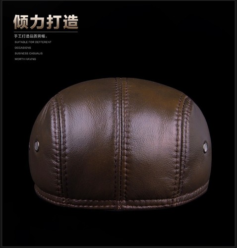 Herren Retro Barette Schirmmütze Mütze Kappe Leder Schwarz Braun - Picture 11 of 14