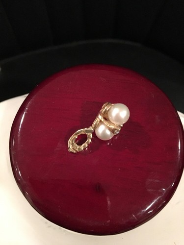14k Gelbgold Perlenverstärker Anhänger mit echten Diamanten - Bild 8 von 8