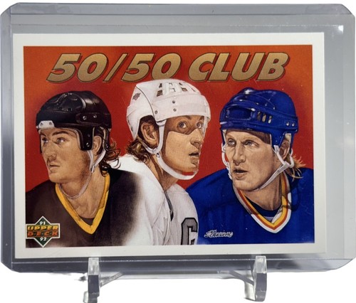 1991-92 Upper Deck 50/50 Club Card #45 Mario Lemieux Wayne Gretzky Brett Hull - Bild 1 von 5