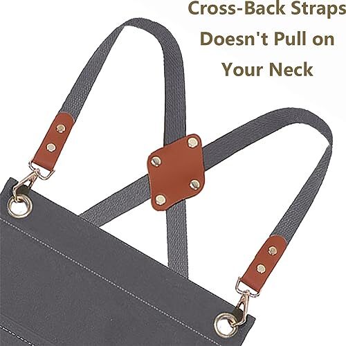 Chef Apron for Women Men Cotton Canvas Cross Back Apron, New - Picture 4 of 7