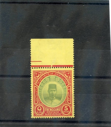 MALAYA, TRENGGANU Sc 38 (SG 44) **sehr guter Erhaltungszustand NH 1938 5 $ ROT & GRÜN/GELB, RAR, 2000 $ - Bild 1 von 2