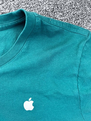 Apple Logo T-Shirt Womens XL Short Sleeve Crew Neck Employee Graphic Tee Green - Picture 3 of 7