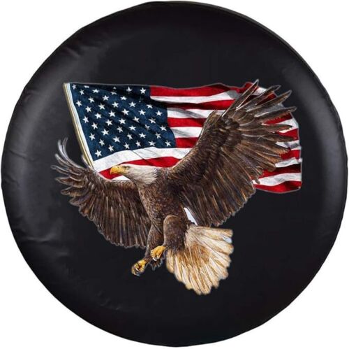 Spare Tire Cover, Wheel Cover with American Eagle USA Flag PVC Leather - Picture 7 of 7