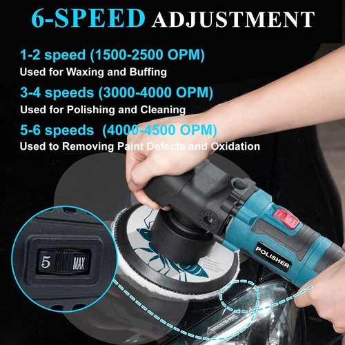 Orbital Dual Action Car Polisher Buffer Sander 6" Polishing Waxing Machine Pads - Picture 8 of 16