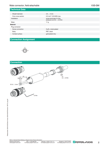  Conector macho M8 recto código A 3 pines v3s-gm campo acoplable Pepperl+Fuchs - Imagen 5 de 5