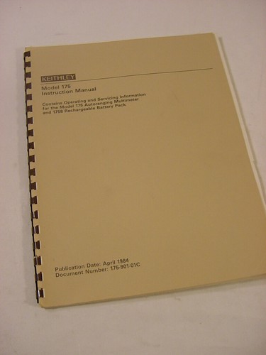 VTG MANUAL - KEITHLEY MODEL 175 INSTRUCTION MANUAL AUTOARANGING MULTIMETER - Picture 1 of 3
