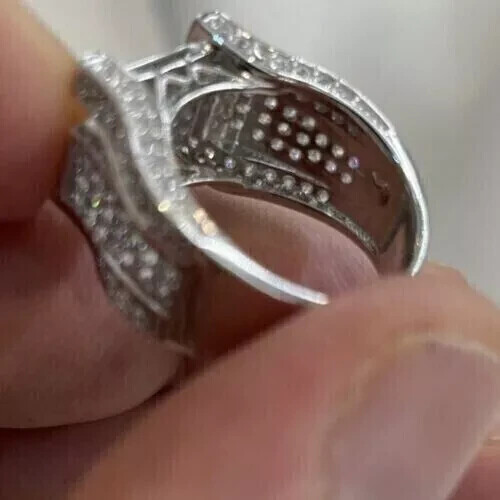2,60 ct Rundschliff simulierter Diamant Herren Hip Hop Pinky Ring 14k Weißgold plattiert - Bild 4 von 10