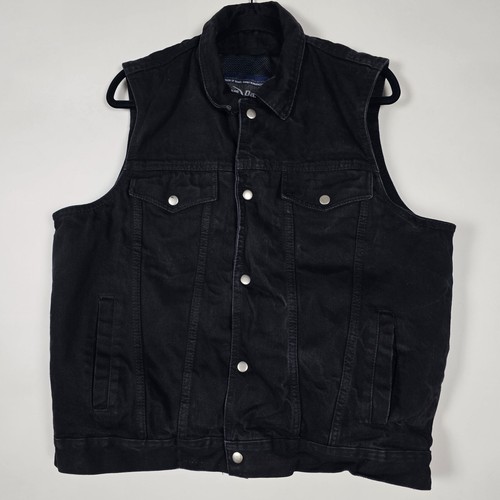Daniel Smart Motorrad Biker 100% Baumwolle Herren XL ärmellose schwarze Jeansweste