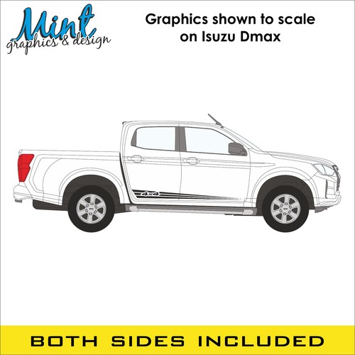 Camión ISUZU DMAX 4x4 rayas laterales todoterreno calcomanías pegatinas gráficos furgoneta N/P&P 014 - Imagen 3 de 4