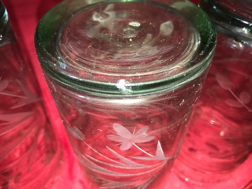  12 BOBBY FLAY BFZ1 GREEN Tint Highball & Lowball Rocks Etched Glass Hand Blown - Imagen 12 de 12