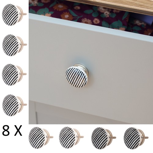 8 X Möbelknöpfe Set Griffe Schwarz Weiß Keramik Knöpfe Knäufe Knober Castro top - Bild 4 von 11