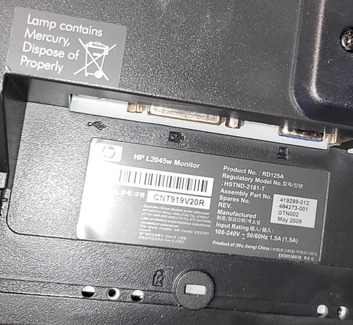 HP L2045w 20" Widescreen Monitor VGA DVI 2-Port USB Hub 16:10 TESTED - Picture 3 of 6