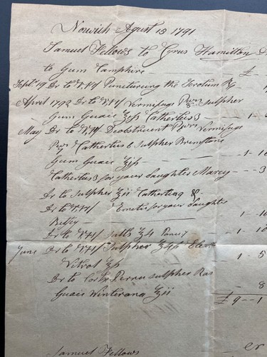 Historic Document! George Washington Era Medical Bill for Col Samuel Fellows - Picture 3 of 6