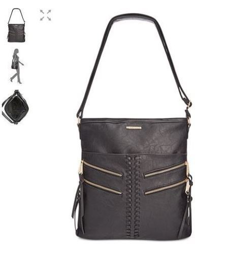 Rampage Double Front Zip Black Leather Shoulder Bag Ebay Rampage Hobo Bag Black