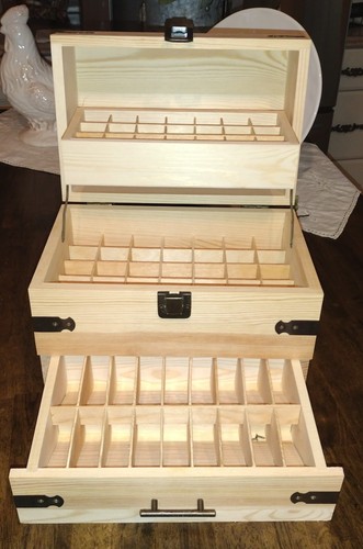 Pine Tea-Spice-Coin-Sewing Storage Box/Chest w/ Drawer Divided Compartments - Picture 11 of 18