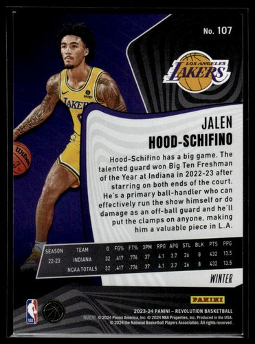 2023-24 Panini Revolution #107 Jalen Hood-Schifino Winter - Picture 2 of 2