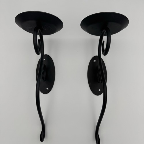 PartyLite P7776 Hearthside Wall Sconce Wrought Iron Pillar Candle Holder Black - Picture 2 of 10