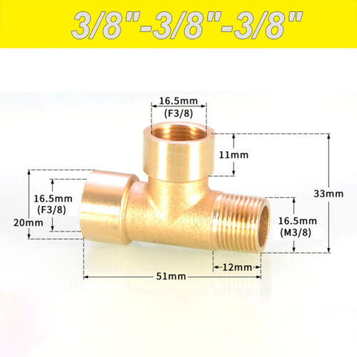 Brass Offset Equal Tees Bsp Male / Female T Straight Tee Fitting 1/8" 1/4" 3/8" - Picture 30 of 30