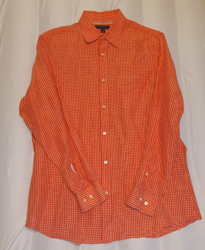 Banana Republic Hemd klassische Passform orange kariert Langarm Größe 16 16,5 Herren - Bild 4 von 11