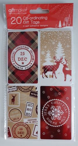 20 Self adhesive Christmas gift tags Xmas stickers - Picture 2 of 3