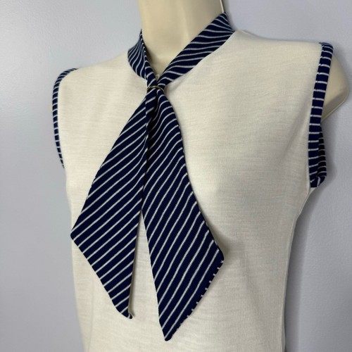 HELEN SUE 70s Vintage Nautical Collar Tie Neck Blouse Sleeveless Deadstock EU 36 - Picture 4 of 12