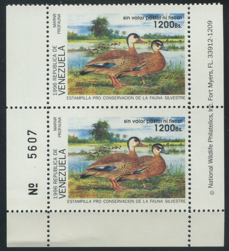 Venezuela Duck Stamp 1996 - VEN 3 - Control Numbered Pair - MNH