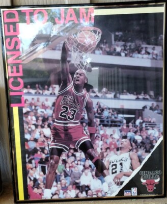 Michael Jordan 1990 Framed Poster, Licensed to Jam, Chicago