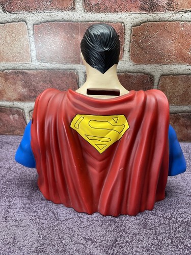 SUPERMAN Bust Molded Piggy BANK DC Comics Coin Bank 7.5” Hard Plastic - Picture 4 of 11