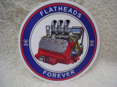 FORD FLATHEADS FOREVER  3 INCH ROUND   VINLY STICKER   FREE POSTAGE