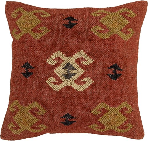 Indian Handmade Vintage Cushions Kilim 18X18 in Pillow Jute Cushion Cover Throw - Picture 1 of 6