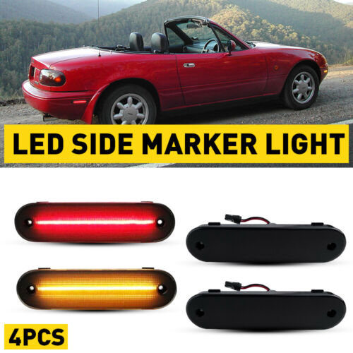 4PC LED Bumper Side Smoked Marker Light Lamps Set For 1990-2005 Mazda Miata MX-5 - Picture 15 of 17