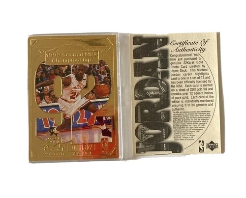 1992 second NBA championship chicago bulls 22k gold photo card michael jordan #7 - Picture 9 of 11