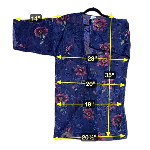 Vintage Kimono mit Blumenstickerei Größe Large Witchy Boho Whimsigoth Fee Grunge - Bild 4 von 4