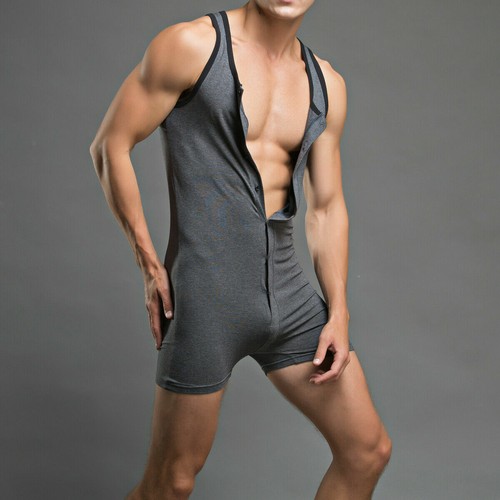 Body para hombre con botones ropa interior todo en uno capa de base mono chaleco boxer - Imagen 5 de 24