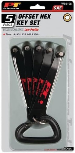 Performance Tool W86108 SAE Low Profile Offset Hex Key Wrench Tool Set for Wo... - 第 3/3 張圖片