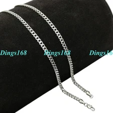 18K White Gold Plated GP Tarnish-Resist 4mm Miami Cuban Link Chain Necklace L062