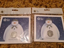 2 x 2019 Snowman And James 50p Coin In Royal Mint Pack. BUNC.
