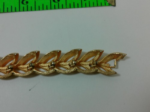 VTG Chunky Cut Out Leaf Leaves Gold Tone Layered Braided Link Bold Mod Bracelet - Imagen 9 de 18