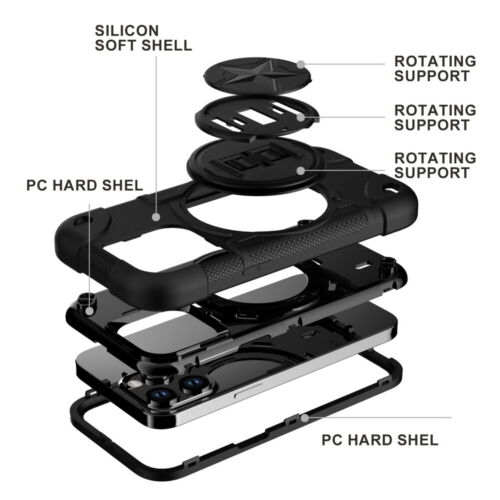 Custodia ibrida supporto presa cavalletto pop-up per iPhone 12 13 14 15 Pro max - Foto 7 di 91