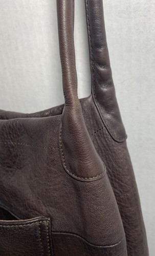 Genuine Leather Shoulder Bag Illegible Creed Brown Inner Leather Pkt W/snap - Picture 15 of 17