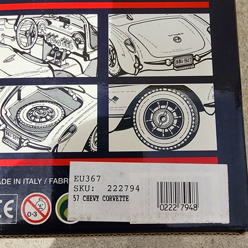 Bburago 1957 Black & White Chevrolet Corvette 1/18 Scale Made in Italy COD 3024 - Picture 11 of 16