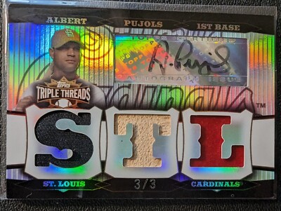 2006 Topps Triple Threads Albert Pujols AUTO Patch Bat /3 Platinum TTRA-3