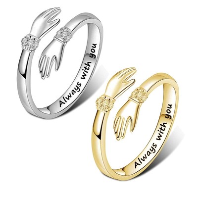 Hand Hug Embrace Statement Promise Antique Rings Anniversary Ring