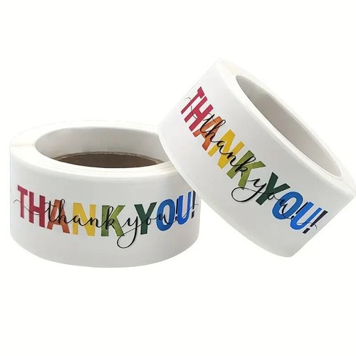 Colorful Thank You Stickers 3”x1”- 2 Rolls (240 total) + Bonus 50 1” Round - NEW - Picture 1 of 4