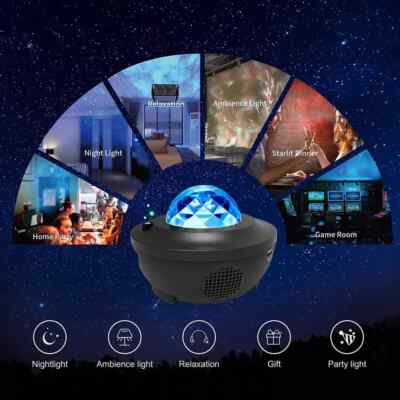 LED Galaxy Projektor Licht Sternenhimmel Stern Bluetooth Musik Nachtlicht Fernbedienung