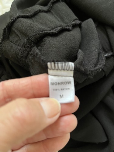 MONROW NEW! Black Crepe Rayon Long Sleeve Collared Jogger Jumpsuit Sz M NWOT! - Picture 8 of 9